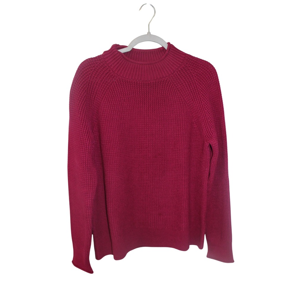 Duluth Trading Co. Women's Medium Chunky Knit Mock Neck Sweater Berry Red